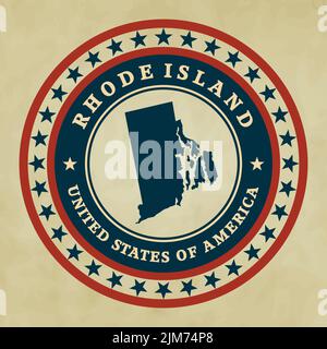Étiquette vintage avec plan de Rhode Island, vector Illustration de Vecteur
