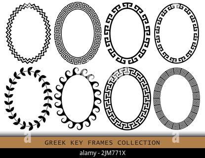 Anciens motifs de cadres ovales grecs, ensemble de frontières antiques de la Grèce Illustration de Vecteur