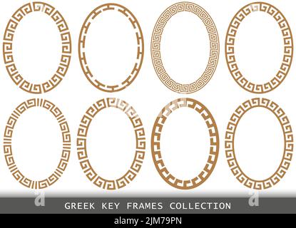 Anciens motifs de cadres ovales grecs, ensemble de frontières antiques de la Grèce Illustration de Vecteur