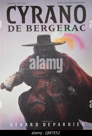 Affiche tchèque pour GERARD DEPARDIEU en CYRANO DE BERGERAC 1990 réalisateur JEAN-PAUL RAPPENEAU jouer Edmund Rostand Camera One / CNC/ DD Productions / films A2 / Hachette Premiere / Investors Club / Sofinergie 1 / UGC Banque D'Images