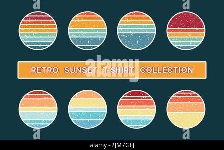 Sunset Retro t shirt collection motif vectoriel Illustration de Vecteur