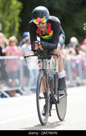 Commonwealth Games 2022, Birmingham, Royaume-Uni. 4th août 2022. Essai de cyclisme pour hommes... Crédit : Anthony Wallbank/Alay Live News Banque D'Images