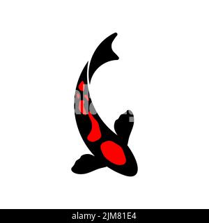 Le poisson noir et rouge avec fond blanc Illustration de Vecteur