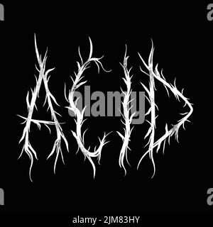 Acid Word,trendy black Metal style letters.Vector Hand tract illustration.Acid,trippy letters,mode,noir Metal style print pour t-shirt,concept d'affiche Illustration de Vecteur