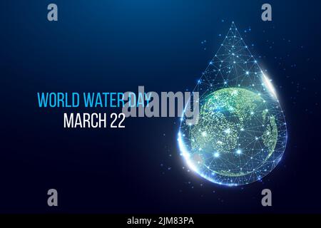 Concept de la Journée mondiale de l'eau. Modèle de bannière avec faible goutte d'eau en polyéthylène. Illustration vectorielle Illustration de Vecteur