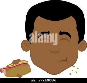 Illustration vectorielle d'un homme de dessin animé visage mangeant un hot dog Illustration de Vecteur