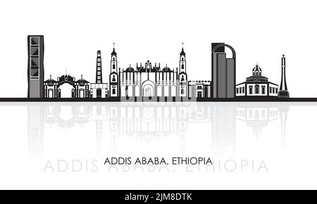 Silhouette Skyline panorama de la ville d'Addis-Abeba, Ethiopie - illustration vectorielle Illustration de Vecteur