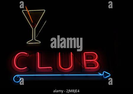 Panneau Neon Night Club Banque D'Images