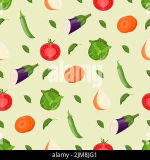 Motif légumes sans couture. Nourriture végétarienne, concept de saine alimentation. Illustration vectorielle plate Illustration de Vecteur