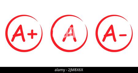 Ensemble de résultats de qualité A. icône dessinée à la main dans un cercle rouge. Illustration du vecteur de rapport de marque d'examen de test . Illustration de Vecteur