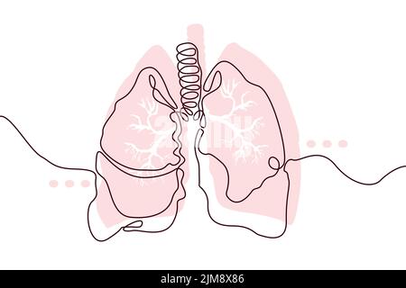 Poumons tracé à la main icône tracé en ligne continue. Human Orgues Creative résumé art arrière-plan tendance concept un seul design de ligne. Contour simple Illustration de Vecteur