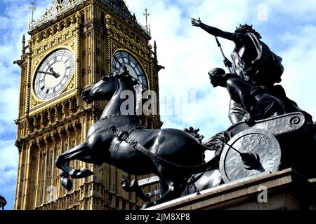 Chariot de Boadicea/Big Ben Banque D'Images