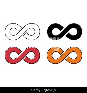 Ensemble d'icône géométrique infini, symbole de tatouage mathématique, illustration vectorielle de forme abstraite sans fin signe moderne . Illustration de Vecteur