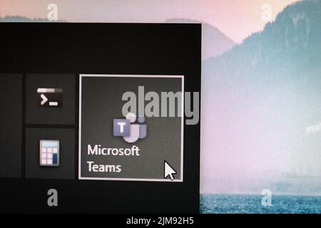 Icône d'application de Microsoft Teams sur un bureau Windows 10 Banque D'Images