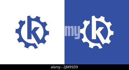 Conception robuste et moderne du logo mécanique de la lettre K Gear Illustration de Vecteur