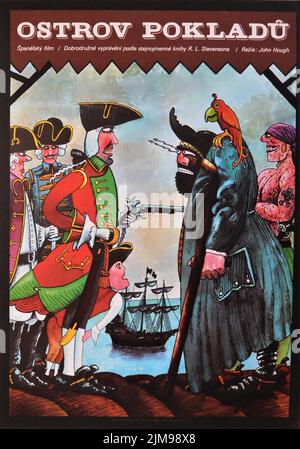 Affiche tchèque pour ORSON WELLES comme long John Silver dans TREASURE ISLAND 1972 réalisateur JOHN HOUGH roman Robert Louis Stevenson Adapté pour l'écran par Wolf Mankowitz et Orson Welles co-production UK-France-Italie-Allemagne-Ouest-Espagne Tours of London Productions / Mass films / Central Cinema Company film (CCC) / Eguilez films / les productions FDL / Seven film Banque D'Images