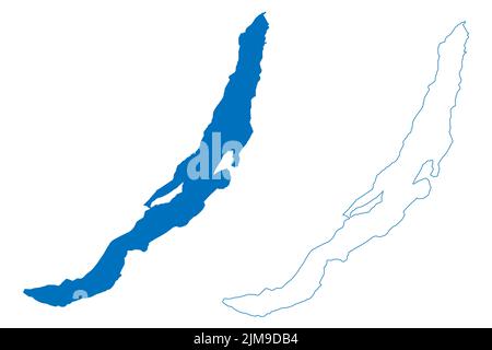 Lac Baikal (Russie, Fédération de Russie, Sibérie) carte illustration vectorielle, croquis de gribouillage carte de Baykal Illustration de Vecteur