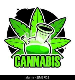 Modèle d'icône du logo du vecteur feuille de cannabis et huile de chanvre créatif pour le CBD Cannabis cannabis chanvre Industrie pharmaceutique médicale et Illustration de Vecteur