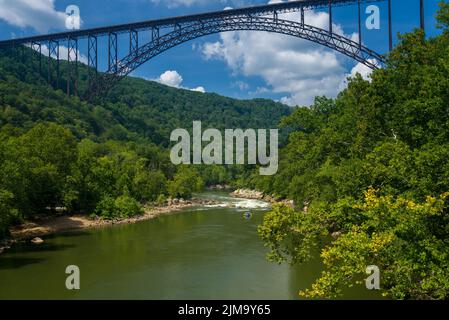 Rafters au pont New River gorge Bridge en Virginie occidentale Banque D'Images