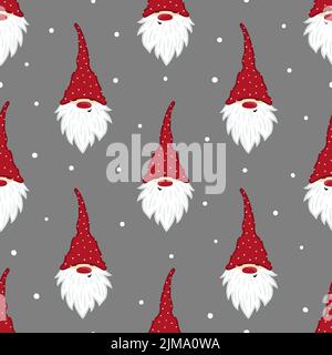 Motif de gnomes mignon. Fond de Noël sans couture avec personnages nains. Illustration de Vecteur