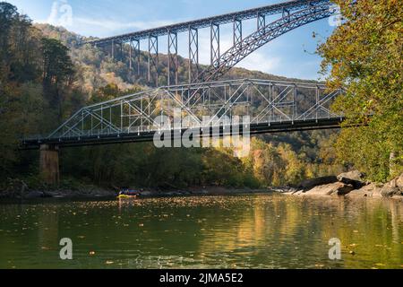 Rafters au pont New River gorge Bridge en Virginie occidentale Banque D'Images