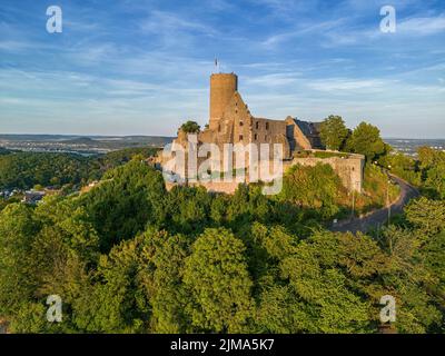 Château de Gleiberg vue aérienne, Wettenberg, Hesse Allemagne Banque D'Images