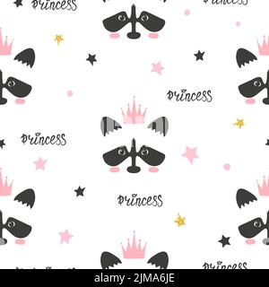 Motif princesse sans coutures. Illustration de bébé vectoriel Illustration de Vecteur