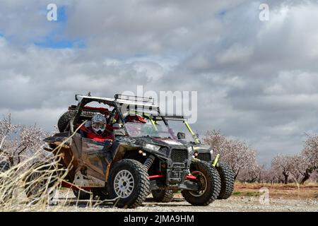 Rallye de véhicules tout-terrain, 4x4, à travers le sud de l'Espagne. Banque D'Images