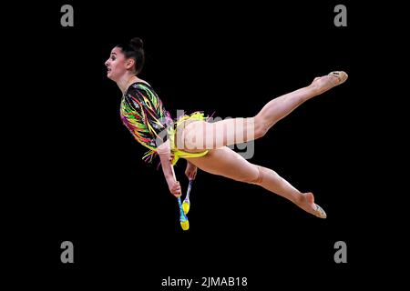 Louise Christie en Écosse lors de la finale individuelle de gymnastique rythmique à l'Arena Birmingham le huitième jour des Jeux du Commonwealth 2022 à Birmingham. Date de la photo: Vendredi 5 août 2022. Banque D'Images