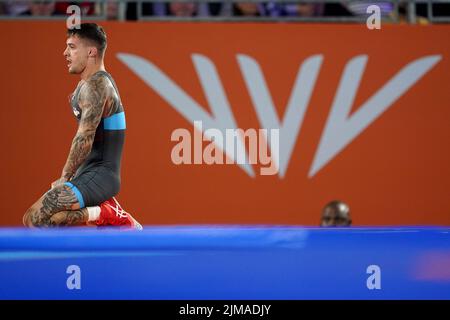 George Ramm, en Angleterre, lors du match de football Freestyle Wrestling 65kg à la Coventry Arena le huitième jour des Jeux du Commonwealth 2022. Date de la photo: Vendredi 5 août 2022. Banque D'Images