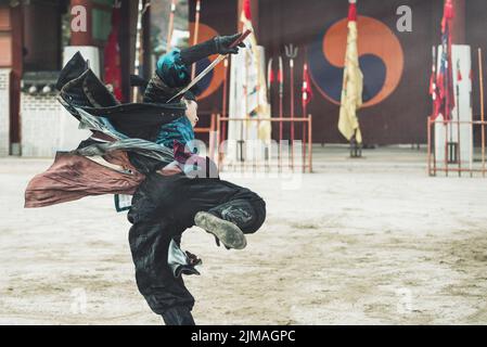 Suwon-si, Corée du Sud 23 décembre 2016 Traditional 24 Martial Arts Trial Performance Banque D'Images