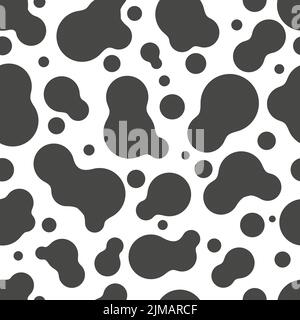 Motif vache avec taches et taches. Texture sans couture pour les produits laitiers. Le thème du lait est mignon. Arrière-plan de la peau d'un animal vectoriel. Illustration de Vecteur