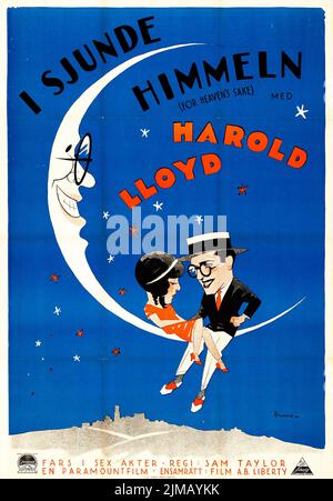 Je sjunde himmeln - pour le saké du ciel (Paramount, 1926). Poster de cinéma suédois. Eric Rohman. Avec Harold Lloyd. Banque D'Images