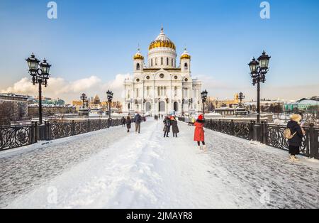 Cathédrale du Christ Sauveur le jour de février gelé. Moscou Banque D'Images