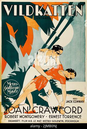 Vildkatten, Joan Crawford dans Untamed (MGM, 1929). Poster de film suédois. Œuvres d'art Eric Rohman Banque D'Images