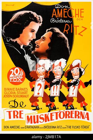 Tre musketörerna - les trois mousketeers (20th Century Fox, 1939). Poster de film suédois. Eric Rohman Banque D'Images