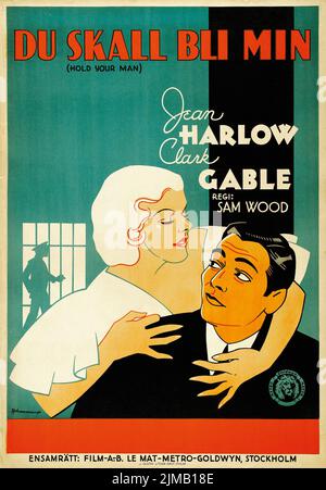 Du ska bli min - tenir votre homme (MGM, 1933). Poster de cinéma suédois. Eric Rohman exploit d'art Clark Gable, Jean Harlow. Banque D'Images