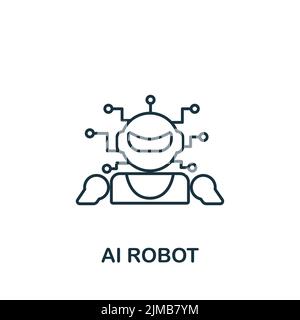 Icône robot ai. Monochrome simple Artificial Intelligence icône pour modèles, web design et infographies Illustration de Vecteur