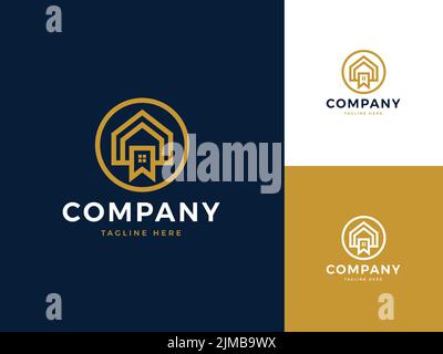 Un modèle de logo de maison en trois couleurs, bon pour l'immobilier, la construction ou l'entreprise d'architecture Illustration de Vecteur