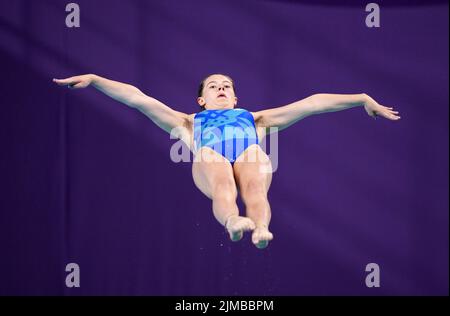 Clara Kerr, en Écosse, lors de la finale féminine du Springboard 1m au Sandwell Aquatics Center, le huitième jour des Jeux du Commonwealth 2022 à Birmingham. Date de la photo: Vendredi 5 août 2022. Banque D'Images