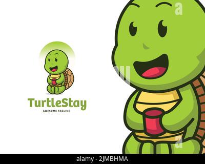 Un personnage de petite tortue et un logo de mascotte pour les équipes sportives, les entreprises et les organisations Illustration de Vecteur