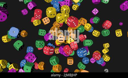 Rainbow Color Dice, illustration 3D Banque D'Images