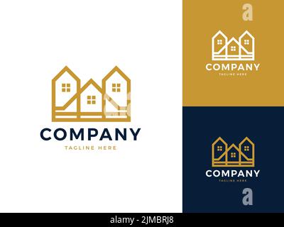Un modèle de logo de maison en trois couleurs, bon pour l'immobilier, la construction ou l'entreprise d'architecture Illustration de Vecteur