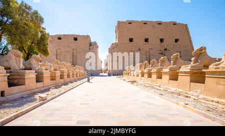 Louxor, Égypte ; 3 août 2022 - entrée au temple de Karnak, Louxor, Égypte. Banque D'Images