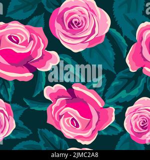 Motif roses roses sans couture. Illustration vectorielle Illustration de Vecteur