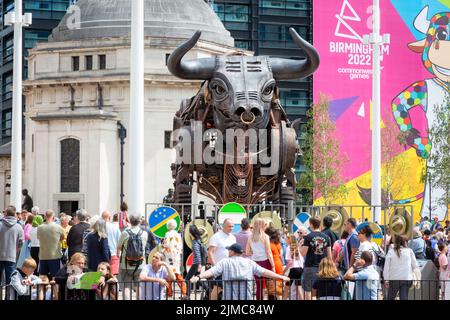 The Raging Bull - le taureau mécanique 10ft utilisé lors des Jeux du Commonwealth de Birmingham 2022, Birmingham, Royaume-Uni Banque D'Images