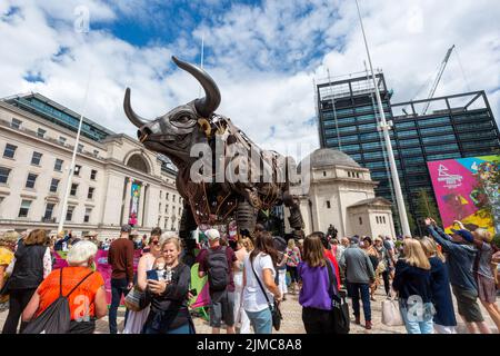 The Raging Bull - le taureau mécanique 10ft utilisé lors des Jeux du Commonwealth de Birmingham 2022, Birmingham, Royaume-Uni Banque D'Images