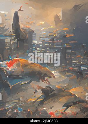 différents poissons dans la mer ou dans la rivière Illustration de Vecteur