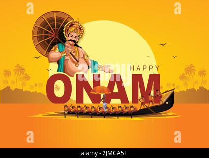 Mahabali ou maveli, ancien roi Kerala. Il vient pour chaque année. Happy onam célébration. Vecteur illustration design Illustration de Vecteur