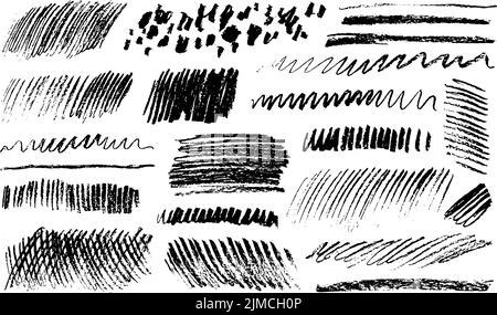 Lignes de crayon grengeuses vectorielles, traits fins de charbon de bois. Illustration de Vecteur